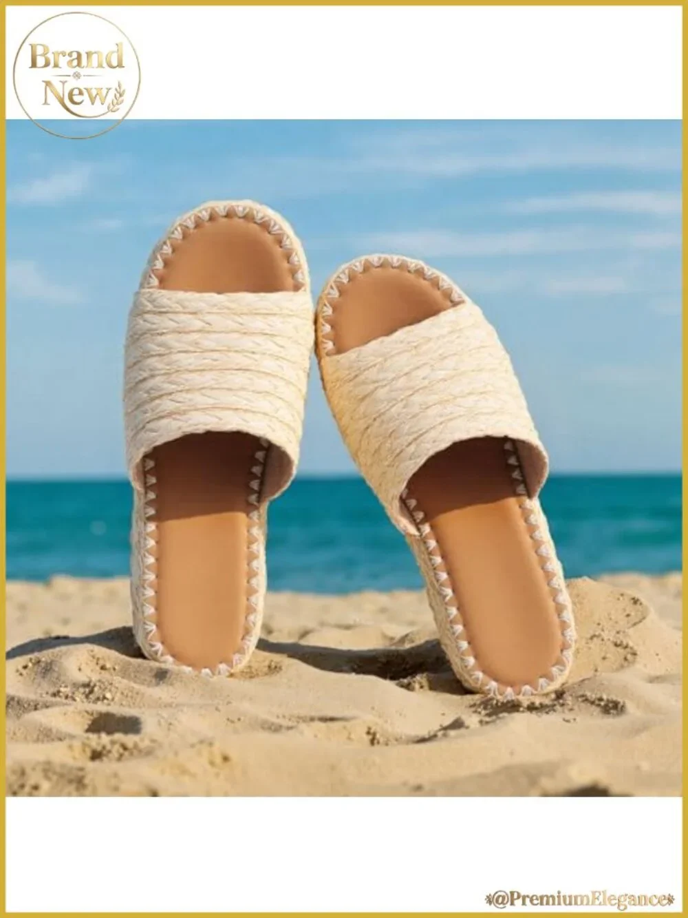 Platform Espadrille Wedge Sandals Woven Raffia Slip-On Summer Beach